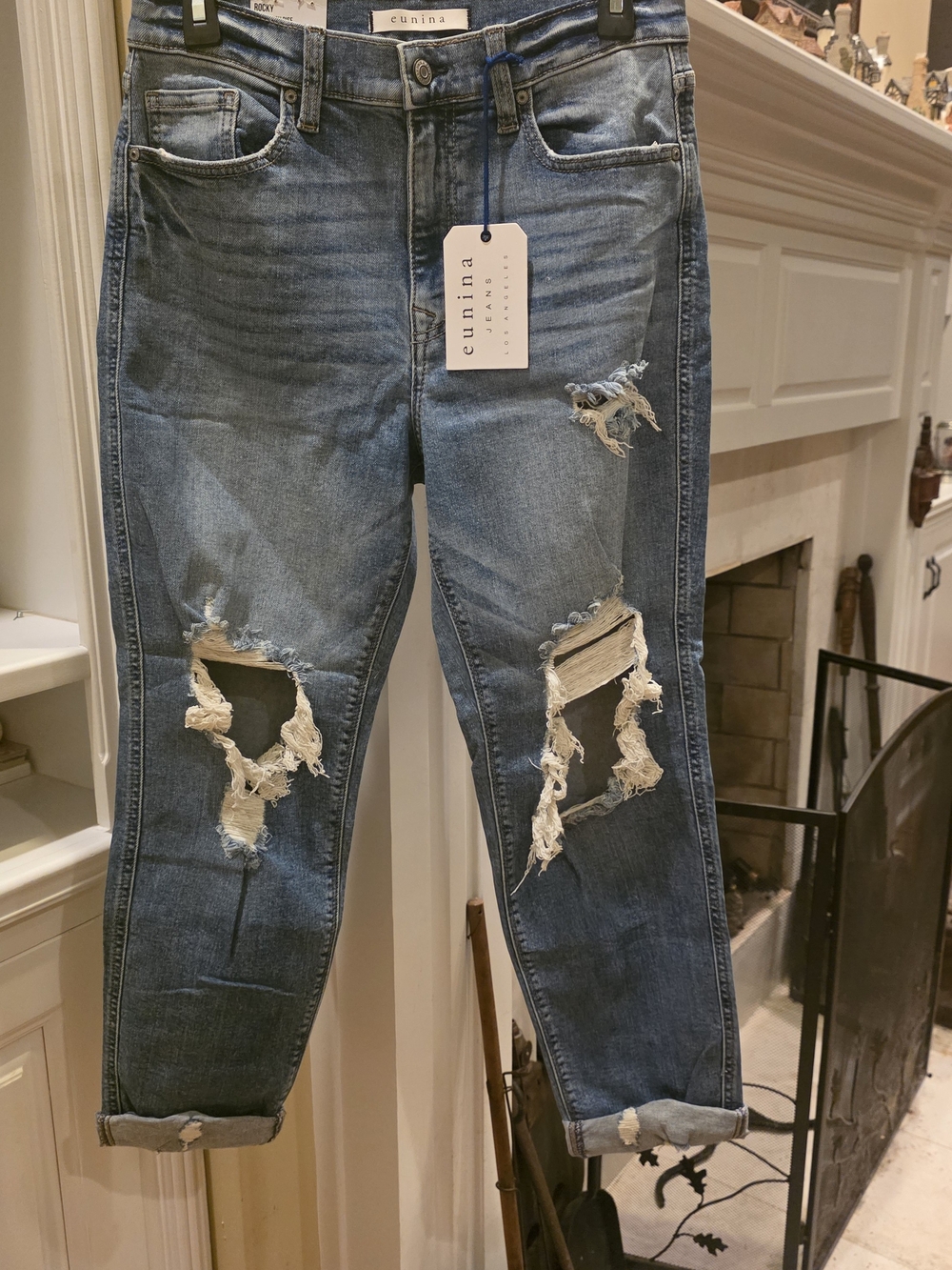 eunina Distressed Light Blue Boyfriend Jeans